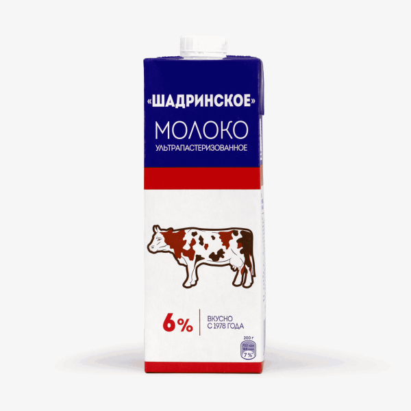 Молоко ШАДРИНСКОЕ ультрапастеризованное 6% без змж 950мл